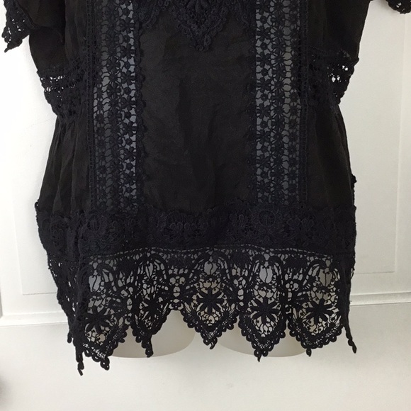 Johnny Was Black Crochet Lace Top - Picture 5 of 8